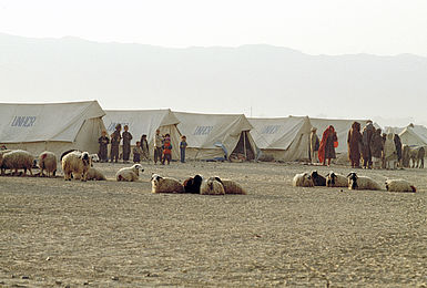 Afghanische Flüchtlinge in einem Zeltlager in Pakistan